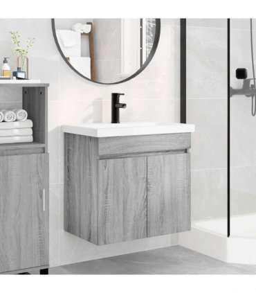 vidaXL Bathroom Vanity Unit with Tap Grey Sonoma 61 x 40 x 74.5 cm