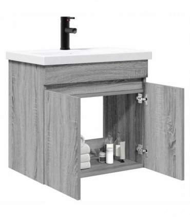 vidaXL Bathroom Vanity Unit with Tap Grey Sonoma 61 x 40 x 74.5 cm