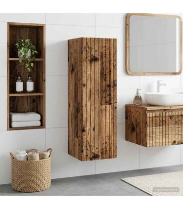 vidaXL Wall-mounted Bathroom Cabinet Old Wood 33 x 34.5 x 100 cm