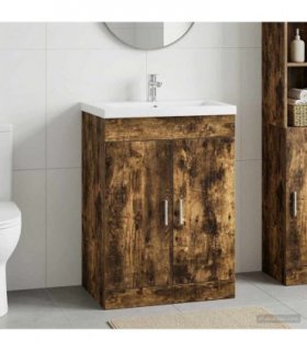 vidaXL Bathroom Under Sink Cabinet Smoked Oak 78.5 x 37.5 x 81 cm