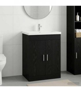 vidaXL Bathroom Under Sink Cabinet Black Oak 56 x 37.5 x 81 cm