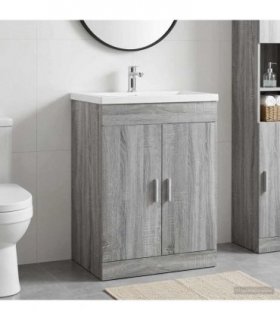 vidaXL Bathroom Under Sink Cabinet Grey Sonoma 56 x 37.5 x 81 cm