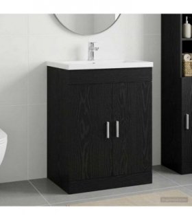 vidaXL Bathroom Under Sink Cabinet Black Oak 78.5 x 37.5 x 81 cm