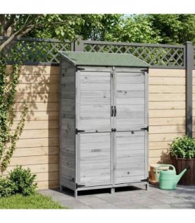 vidaXL Garden Shed with Roof Grey 106.5 x 56 x 176 cm Solid Fir Wood