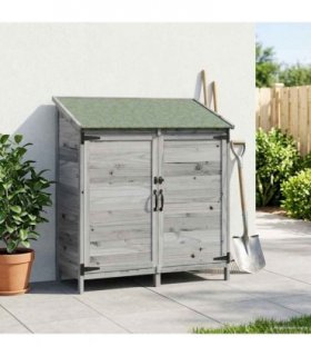 vidaXL Garden Shed with Roof Grey 106.5 x 56 x 113.5 cm Solid Fir Wood