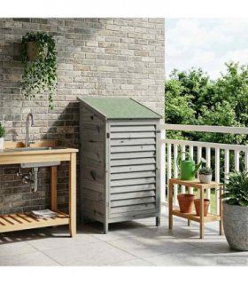 vidaXL Garden Shed with Roof Grey 59 x 56 x 113.5 cm Solid Fir Wood — V0672169745