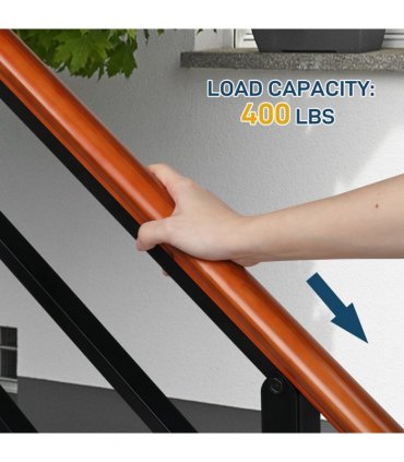 【Replace 80617397】Handrails for Outdoor Steps, Wrought Iron Solid Wood Hand Railing for Concrete Steps, Porch Steps, Wooden Steps, Fits 1 to 3 Steps