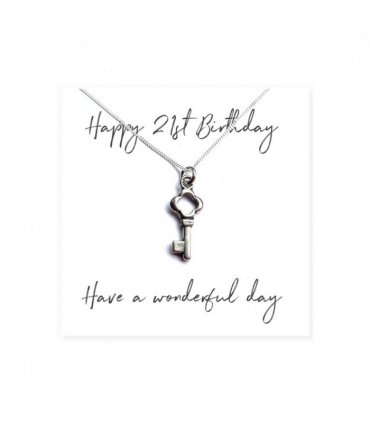 Happy 21st Birthday Necklace & Gift Card — Colour: Silver, Size: 16 or 18 inch — V0672175422