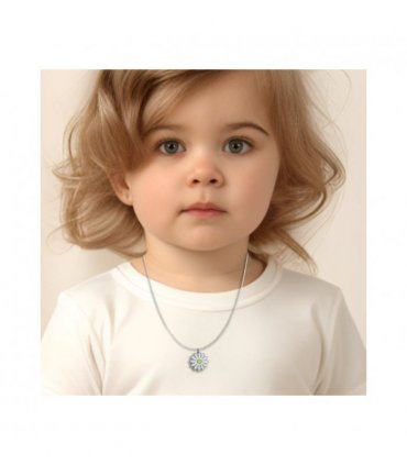 Girls White Daisy Charm Necklace — Size: 16 inch