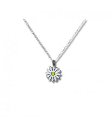 Girls White Daisy Charm Necklace — Size: 16 inch