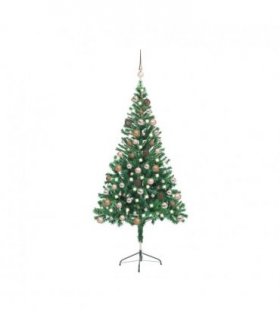 vidaXL Artificial Pre-lit Christmas Tree with Ball Set 150cm 380 Branches — Colour: green, Size: 150 x 70 cm — V0672176805
