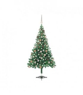vidaXL Artificial Pre-lit Christmas Tree with Ball Set 120cm 230 Branches — Colour: green, Size: 120 x 65 cm — V0672176808
