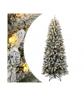 vidaXL Artificial Christmas Tree 300 LEDs and Flocked Snow 210 cm — Model: with leds — V0672179979