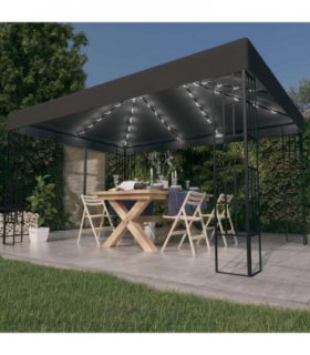vidaXL Gazebo with LED String Lights 3x4 m Anthracite — Size: 3 x 4 m