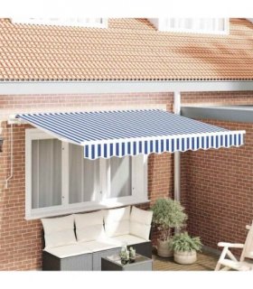 vidaXL Awning Replacement Fabric Blue and White 3.5 x 2 m Polyester