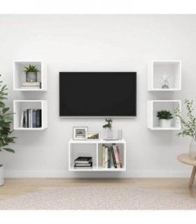 vidaXL 5 Piece TV Cabinet Set White Engineered Wood — V0672184247