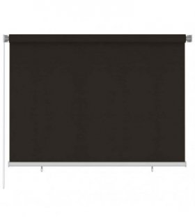 vidaXL Outdoor Roller Blind 205(W)x140(H) cm Brown HDPE — Size: 200 x 140 cm