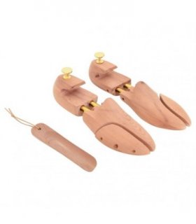 vidaXL Shoe Stretcher with Shoe Horn EU 42-43 Solid Wood Cedar — Model: with knob