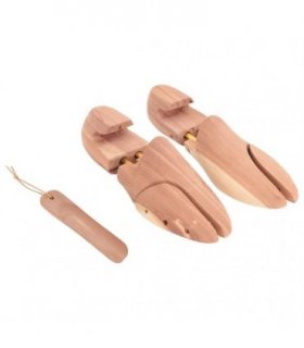 vidaXL Shoe Stretcher with Shoe Horn EU 44-45 Solid Wood Cedar — Model: without knob
