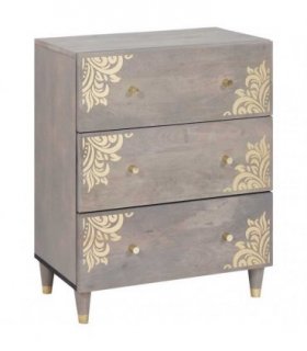 vidaXL Sideboard Grey and Gold 60 x 33 x 75 cm Solid Mango Wood — V0672184501