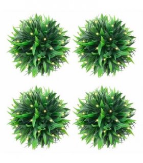 vidaXL Artificial Boxwood Balls with LED Lights 4 pcs Green 15 cm