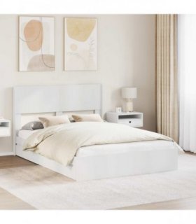 vidaXL Bed Frame with Storage and Headboard White 140 x 200 cm — V0672185028