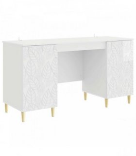 vidaXL Desk High Gloss White Engineered Wood 142.5 x 50 x 75 cm — V0672185031