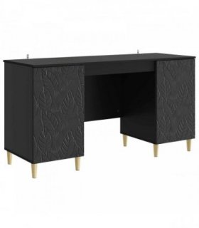 vidaXL Desk Black Engineered Wood 142.5 x 50 x 75 cm — V0672185037