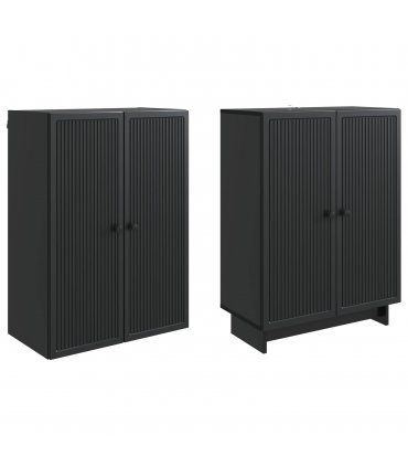 vidaXL Cabinet Set 2 pcs Black 66 x 34.5 x 90 cm Engineered Wood
