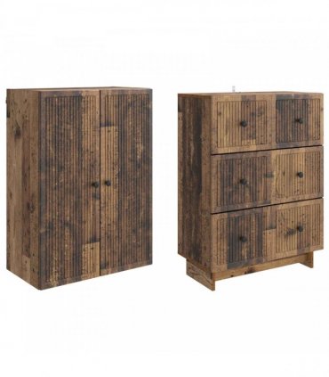 vidaXL Cabinet Set 2 pcs 66 x 34.5 x 90 cm Engineered Wood — Colour: Old wood