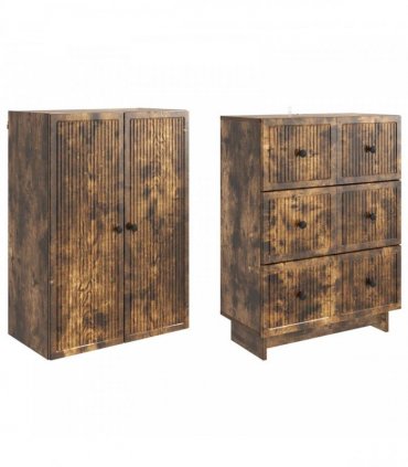 vidaXL Cabinet Set 2 pcs 66 x 34.5 x 90 cm Engineered Wood — Colour: Smoked oak