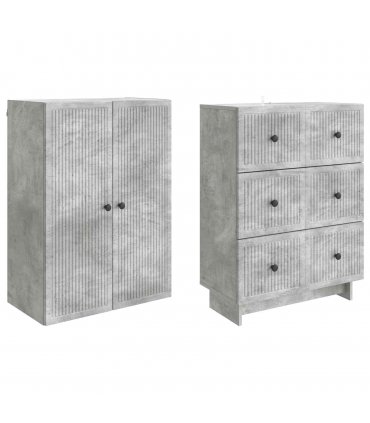 vidaXL Cabinet Set 2 pcs Concrete Grey 66 x 34.5 x 90 cm — V0672185068