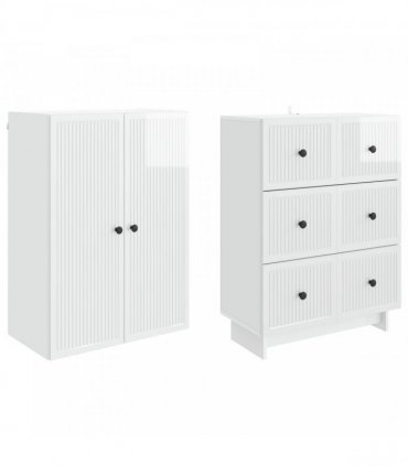 vidaXL Cabinet Set 2 pcs 66 x 34.5 x 90 cm Engineered Wood — Colour: High gloss white