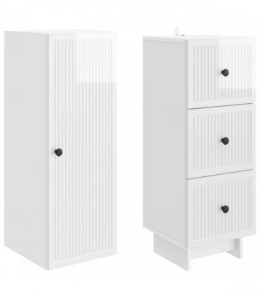 vidaXL Cabinet Set 2 pcs 33 x 34.5 x 90 cm Engineered Wood — Colour: High gloss white