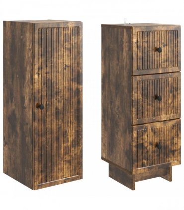vidaXL Cabinet Set 2 pcs 33 x 34.5 x 90 cm Engineered Wood — Colour: Smoked oak