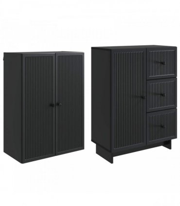 vidaXL Cabinet Set 2 pcs 66 x 34.5 x 90 cm Engineered Wood — Colour: Black — V0672185080