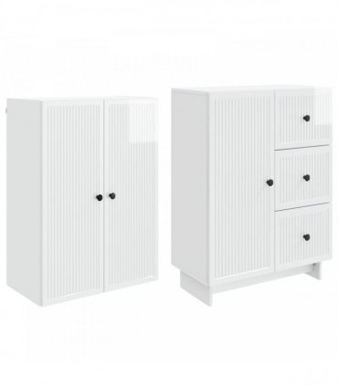 vidaXL Cabinet Set 2 pcs 66 x 34.5 x 90 cm Engineered Wood — Colour: High gloss white — V0672185082