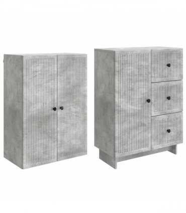 vidaXL Cabinet Set 2 pcs 66 x 34.5 x 90 cm Engineered Wood — Colour: Concrete grey