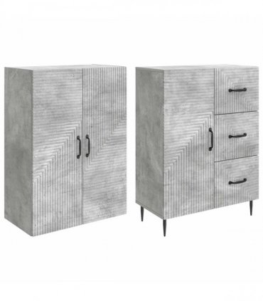 vidaXL Cabinet Set 2 pcs Concrete Grey 66 x 34.5 x 89.5 cm