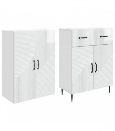 vidaXL Cabinet Set 2 pcs High Gloss White 66 x 34.5 x 89.5 cm — V0672185250