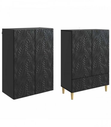 vidaXL Cabinet Set 2 pcs Black Engineered Wood