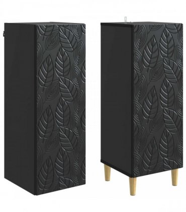 vidaXL Cabinet Set 2 pcs Black Engineered Wood — V0672185268