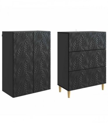 vidaXL Cabinet Set 2 pcs Black 66 x 34.5 x 90 cm Engineered Wood — V0672185273