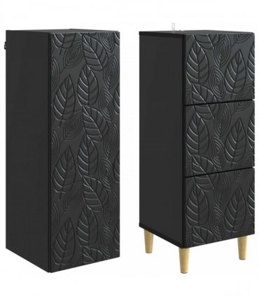 vidaXL Cabinet Set 2 pcs Black 33 x 34.5 x 90 cm Engineered Wood