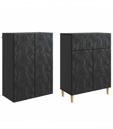 vidaXL Cabinet Set 2 pcs Black Engineered Wood — V0672185298