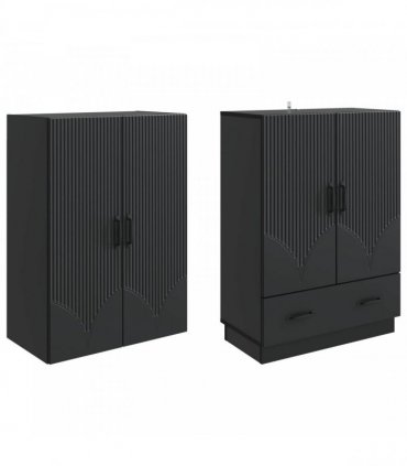 vidaXL Cabinet Set 2 pcs Black Engineered Wood — V0672185305