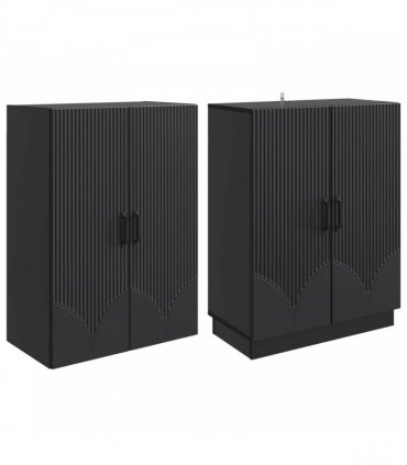 vidaXL Cabinet Set 2 pcs Black Engineered Wood — V0672185315