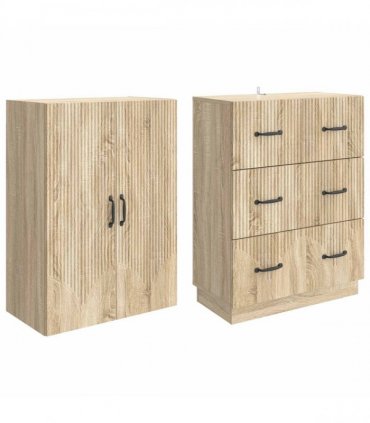 vidaXL Cabinet Set 2 pcs Sonoma Oak 66 x 34.5 x 87 cm Engineered Wood