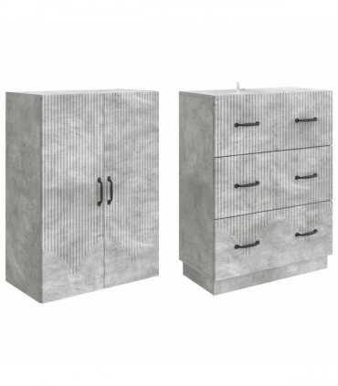 vidaXL Cabinet Set 2 pcs Concrete Grey 66 x 34.5 x 87 cm