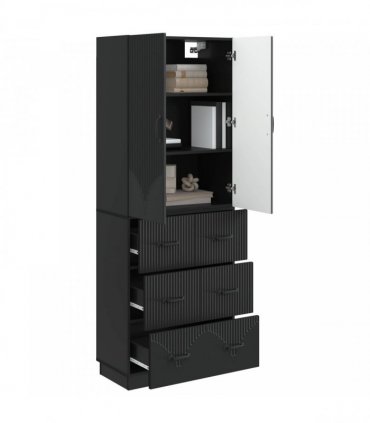 vidaXL Cabinet Set 2 pcs Black 66 x 34.5 x 87 cm Engineered Wood
